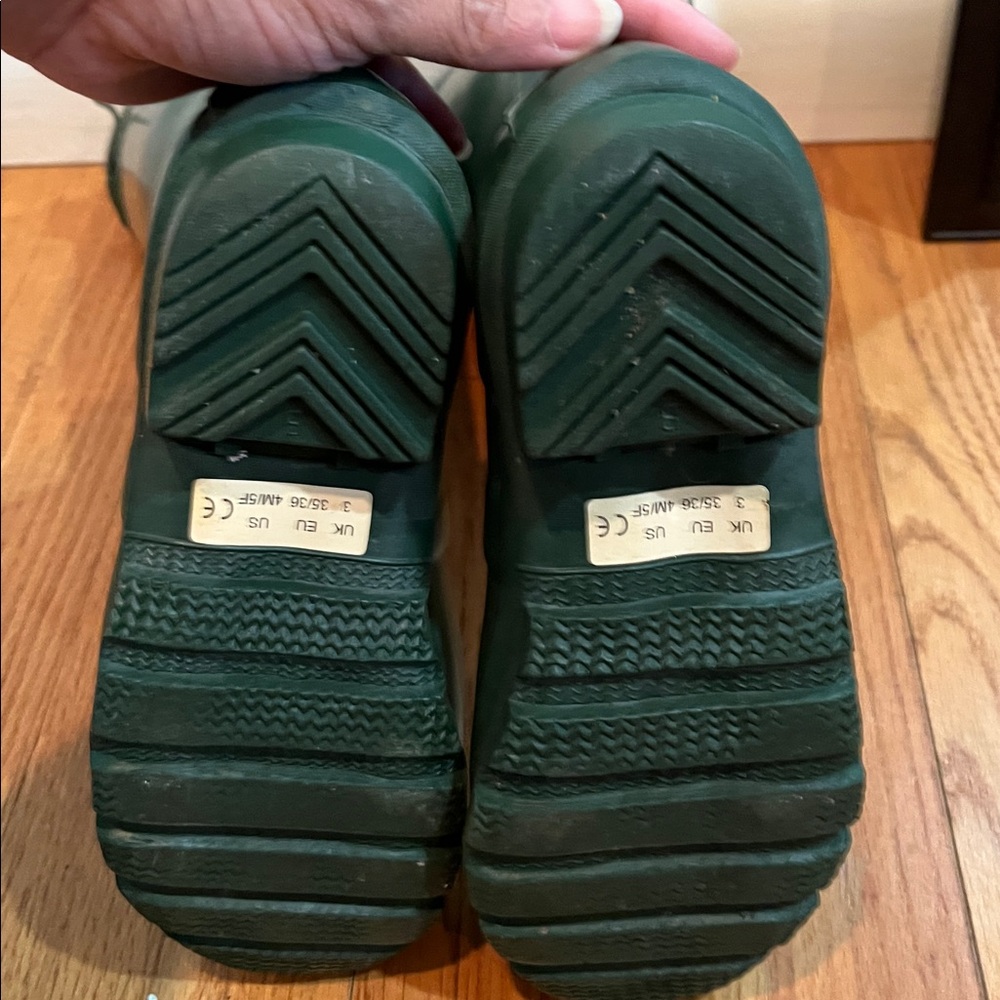 Hunter Knee-High Rain Boots in Forest Green with White Trim - Picture 8 of 10